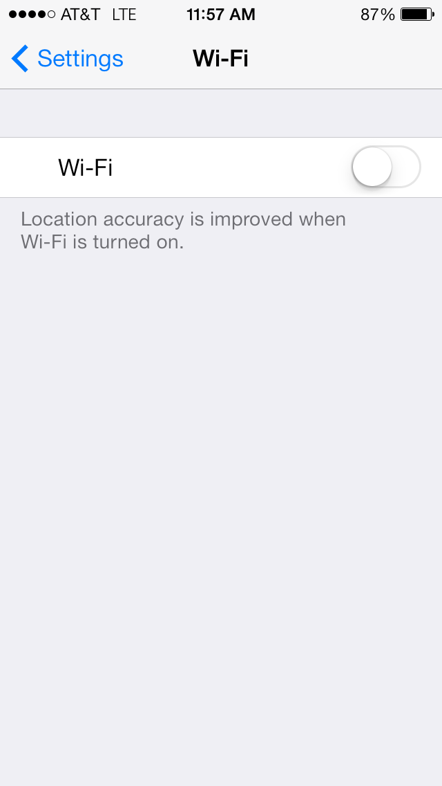 The Wi-Fi on/off switch in settings. 