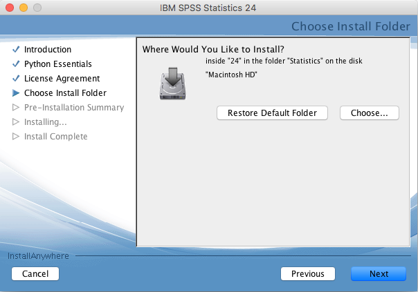 Select where to install SPSS 24 