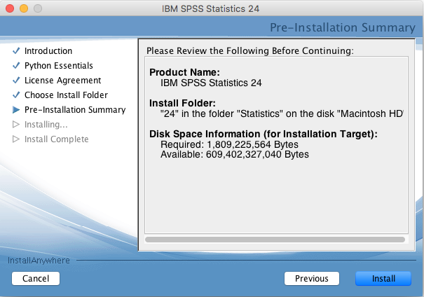 Information review before installing SPSS 24