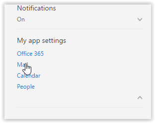mail command under the app settings header