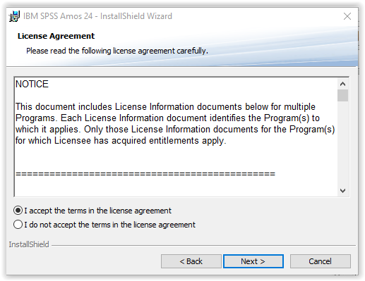 License agreement window - I accept button.