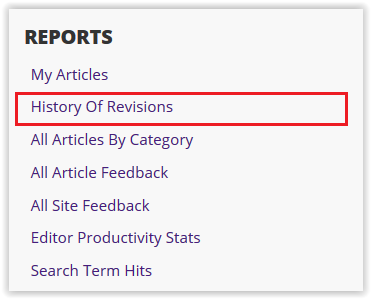 History of Revisions link