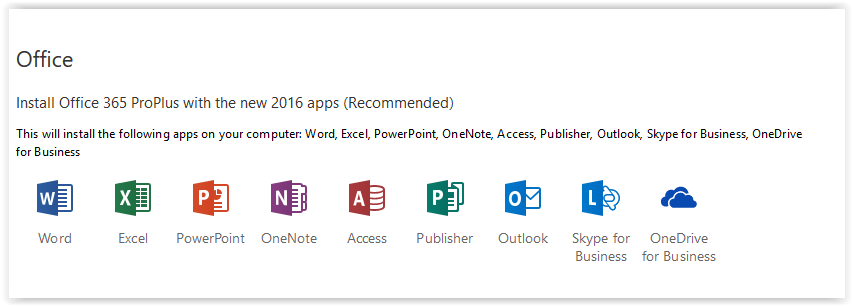 List of Office 365 ProPlus programs for Windows 