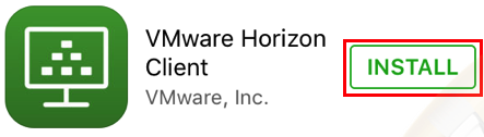 VMware horizon install button.