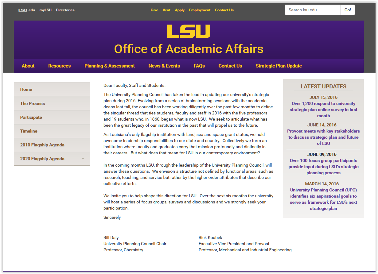 Office of Academic Affairs homepage