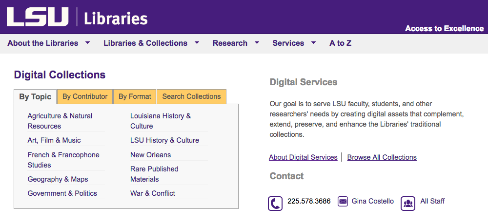 Digital Collections webpage