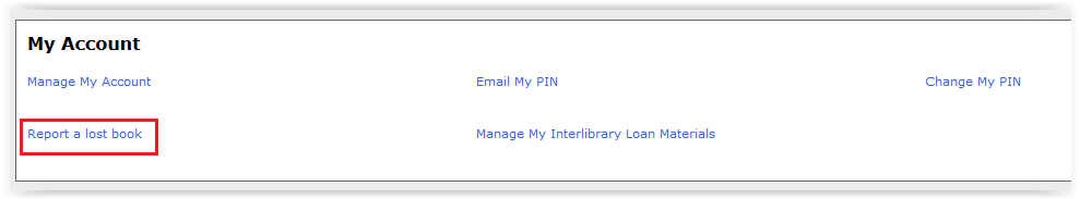 reporting a lost book from the my account window