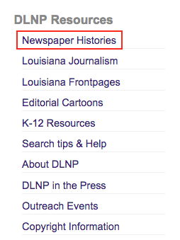 Newspaper Histories link
