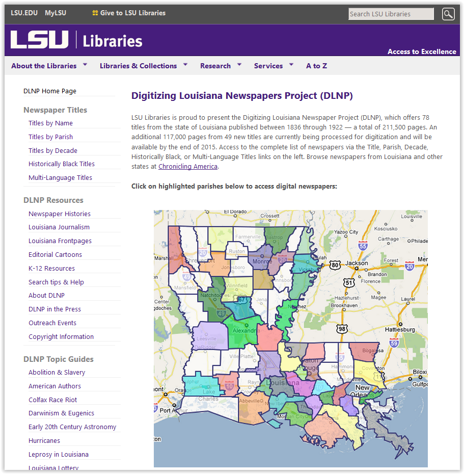 LSU's DLNP website homepage