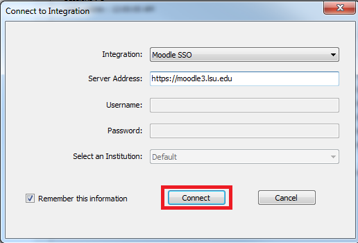 connect to integration window