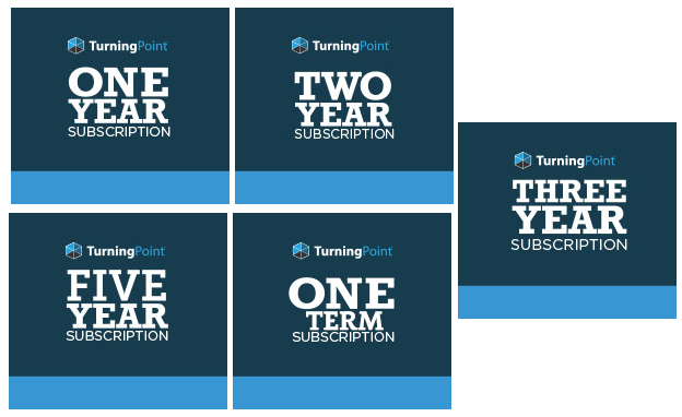 five turning point subscription options: 1, 2, 3, or 5 years, or 1 term