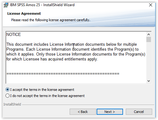 License agreement window - I accept button.