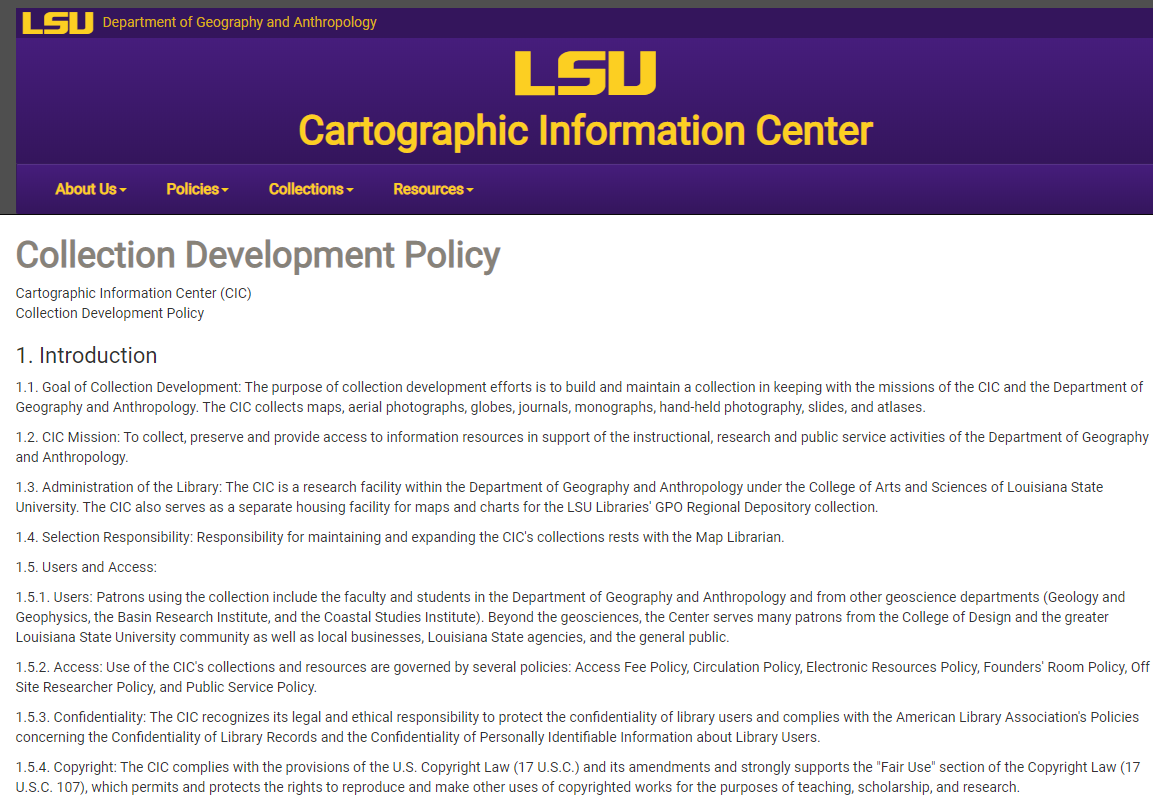 Collection Development Policy site