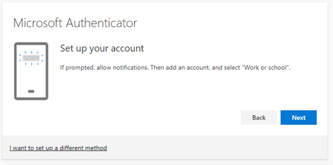 choose work or school account within the microsoft authenticator app
