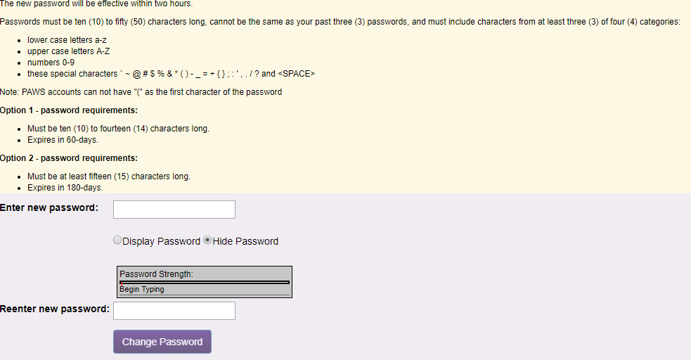 updated password screenshot