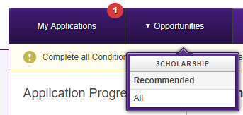 Opportunities button that shows Recommended or All