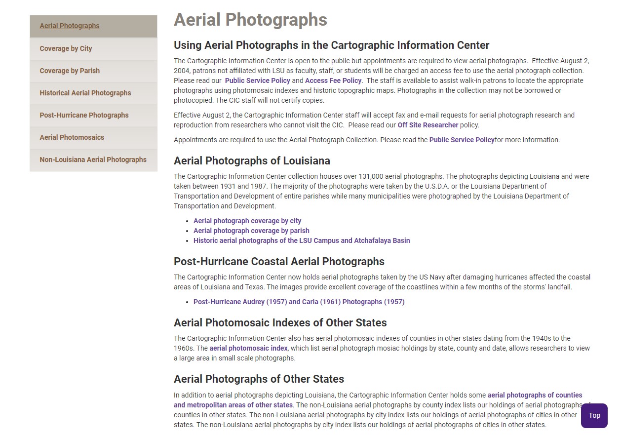 Aerial photographs information home page.