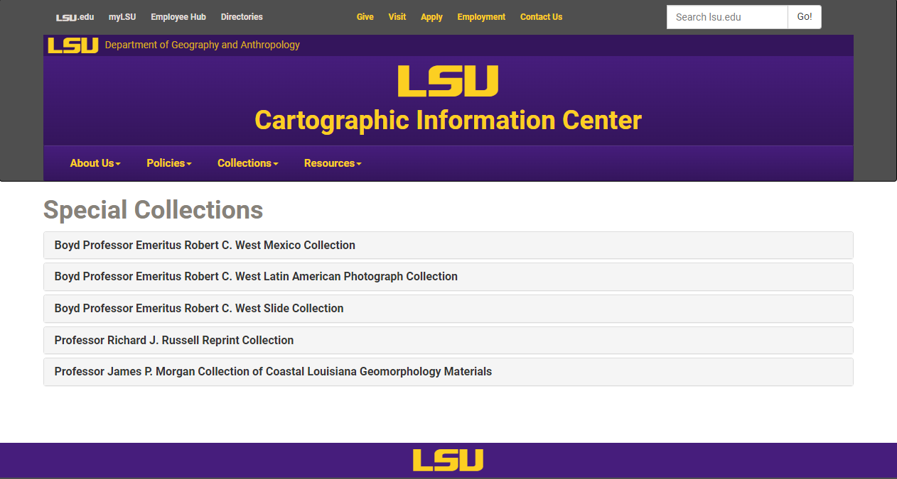 LSU CIC special collections page