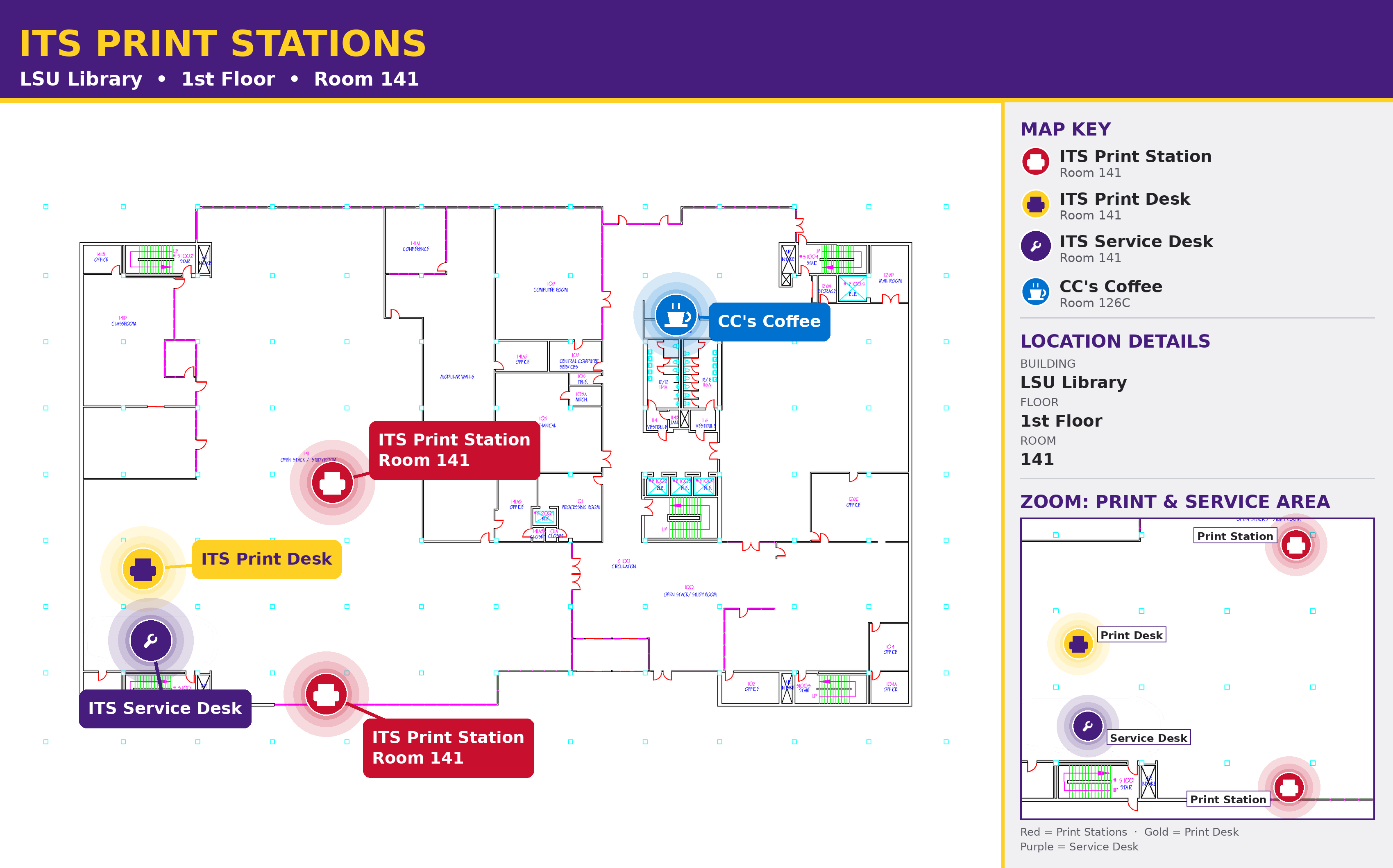 LSU Library 1st Floor Pharos Printers